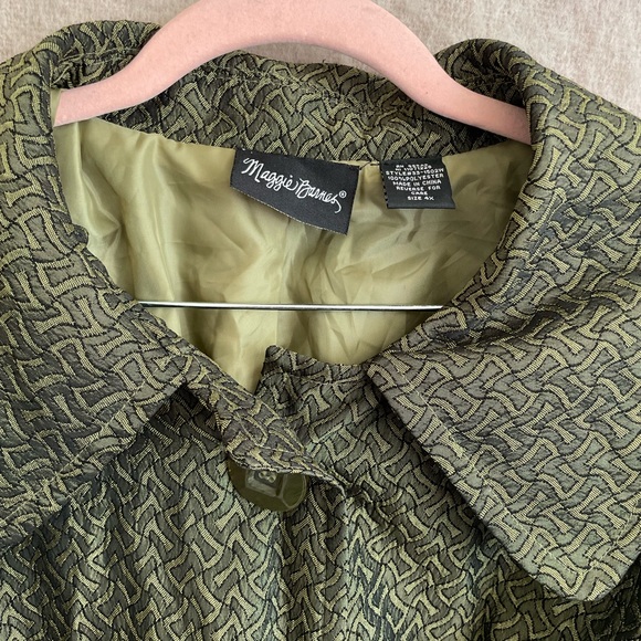 Maggie Barnes green patterned women’s tie jacket coat in plus size 4X - Picture 4 of 5